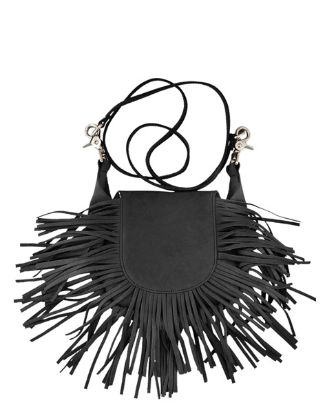 2192blk - Black Fringe Bag