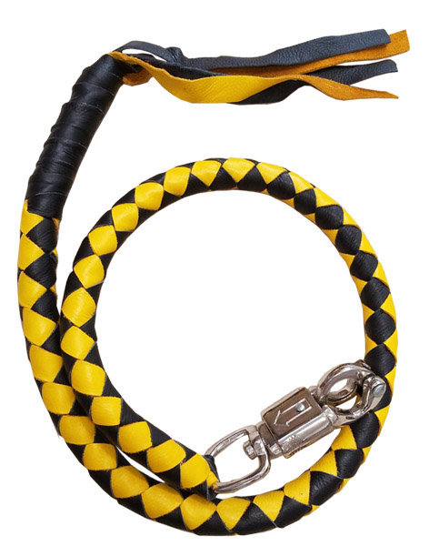 2300BYELLOW - Black Yellow Biker Leather Get Back Whip