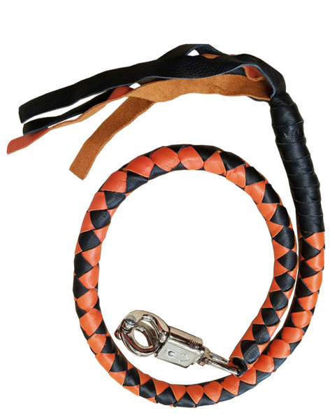 2300BORNG - Black Orange Biker Leather Get Back Whip