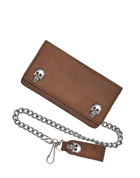 5324 - SKULL SNAPS BROWN CHAIN WALLET