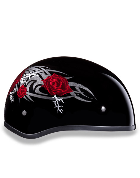 Daytona Skull Cap Helmet Red Rose