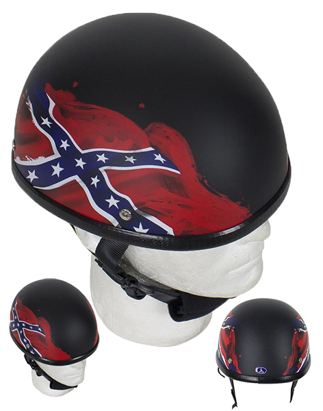 H501 - Flat Black Rebel Flag Novelty Motorcycle Helmet