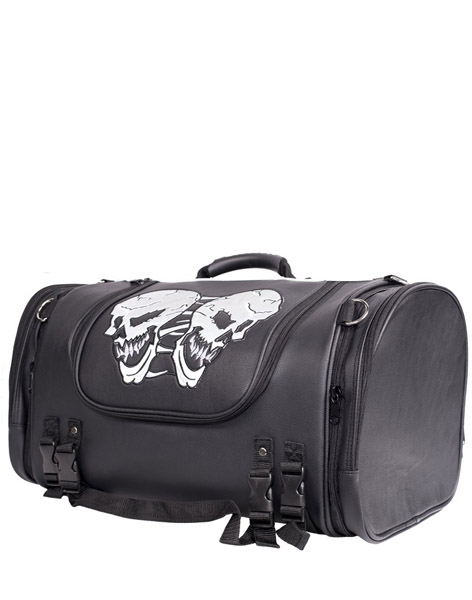 SB84SKM- Medium Motorcycle Sissy Bar Bag With Skulls
