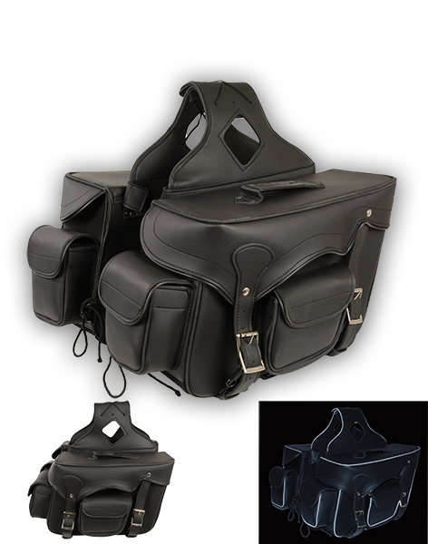 5018 - ZIP-OFF DOUBLE FRONT POCKET PVC THROW OVER SADDLE BAG