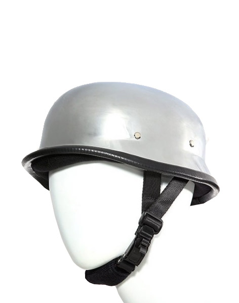 German Novelty Matte Flat Black Helmet W/Adjustable Chin Strap & Alligator Clip