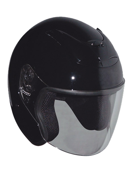 RK5 - DOT Â¾ Shell Black Motorcycle Helmet with removable visor
