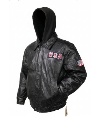 PWUSA - Patch Leather USA Flag Eagle Jacket