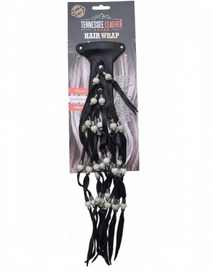 TN2488 -  Black Leather Fringe Hair Glove With Beads