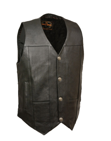 1067 - MENS NAKED LEATHER BUFFALO SNAPS VEST | TENNESSEE LEATHER INC USA