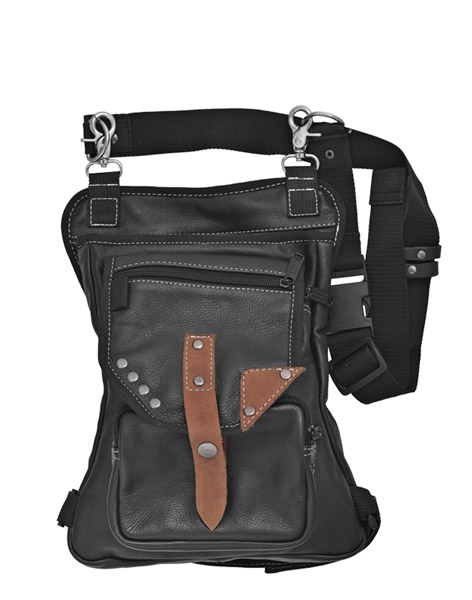 2217 - BLACK CARRY LEATHER THIGH BAG