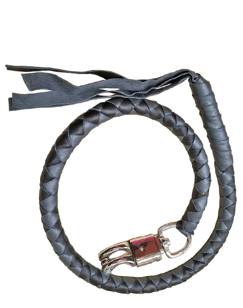 2300BGREY - Black Grey Biker Leather Get Back Whip