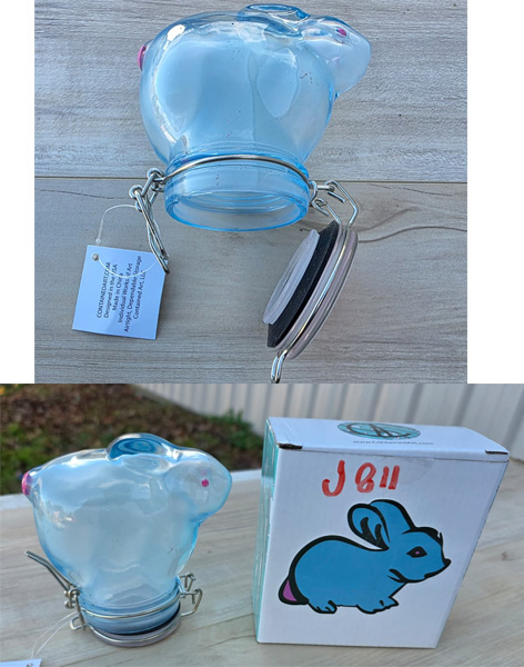 J811 - Bunny Glass Jar Air Tight Container Blue
