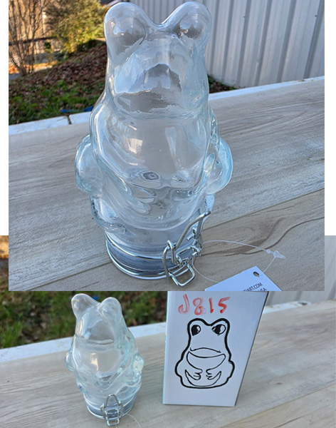 J815 - Frog Glass Jar Air Tight Container White