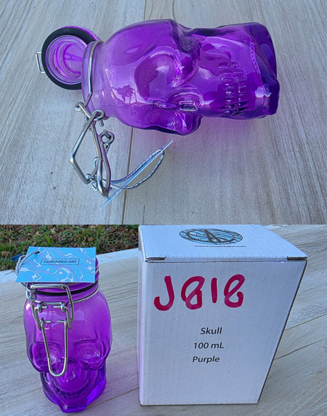 J818 - Skull Glass Jar Air Tight Container Purple