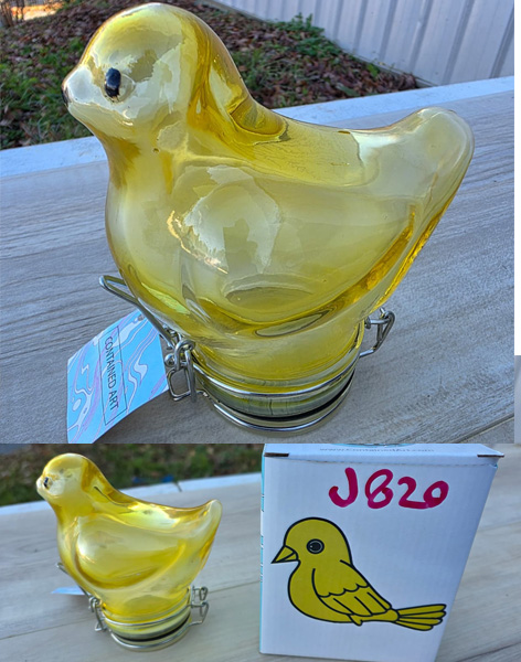 J820 - Bird Glass Jar Air Tight Container Yellow