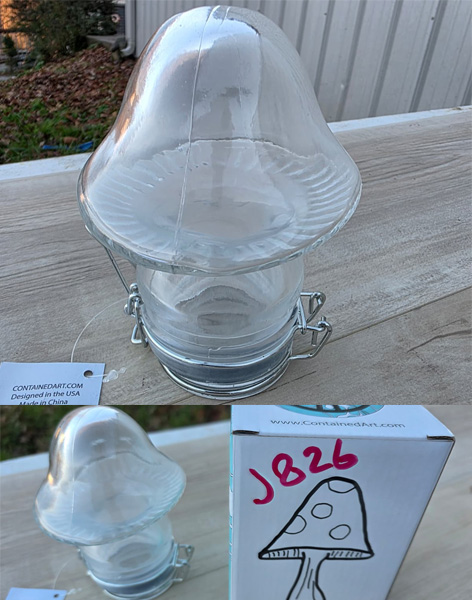 J826 - Mushroom Glass Jar Air Tight Container White