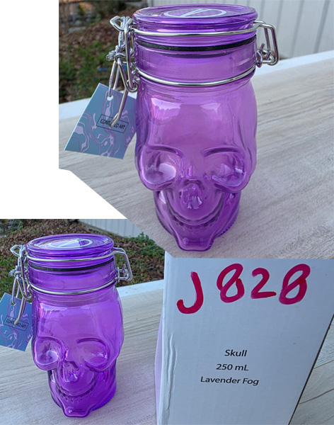 J828 - Skull Glass Jar Air tight Container Purple