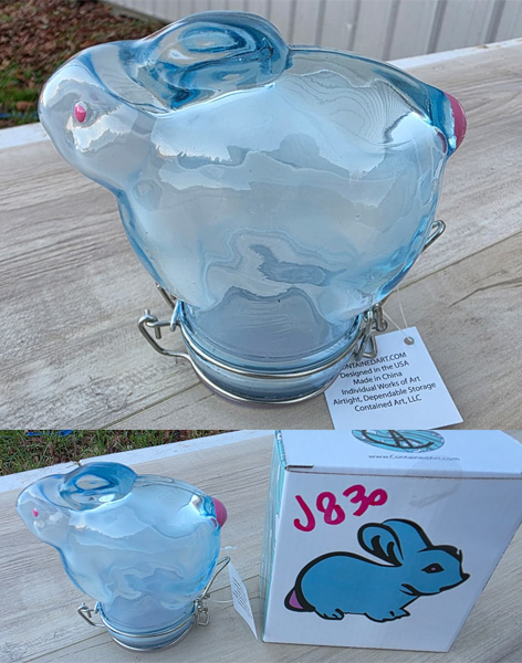 J830 - Bunny Glass Jar Air Tight Container Blue