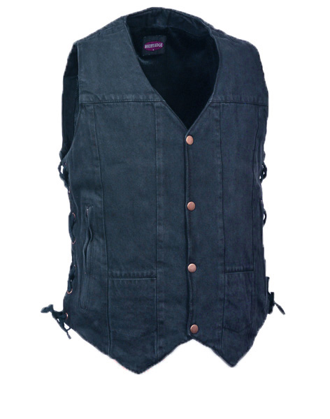 TN1083 - MEN’S 10 POCKET SIDE LACE BLUE DENIM VEST