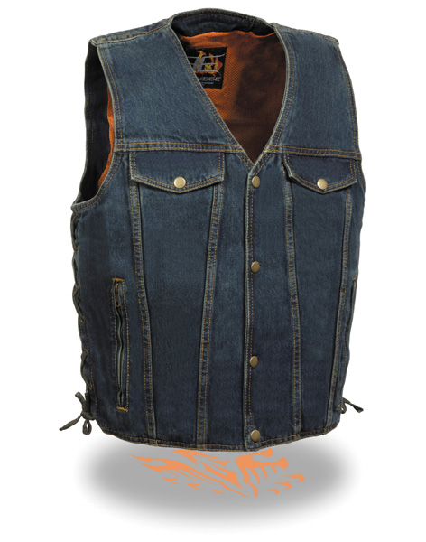 TN1086 - Men's Denim Style Pockets Vest Blue